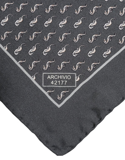 Dolce &amp; Gabbana Zwarte Visprint Zijden Vierkante Heren Foulard Sjaal