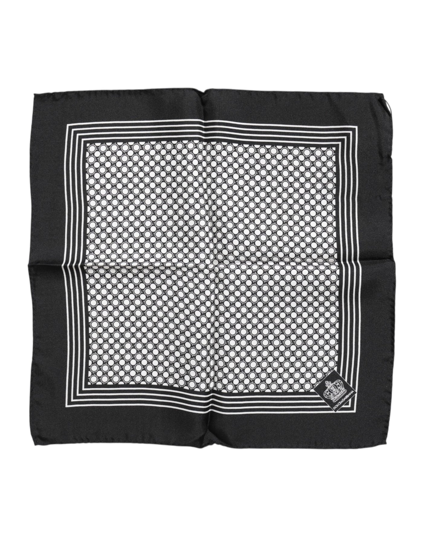 Dolce &amp; Gabbana Zwart Wit Gestreepte Vierkante Heren Foulard Sjaal