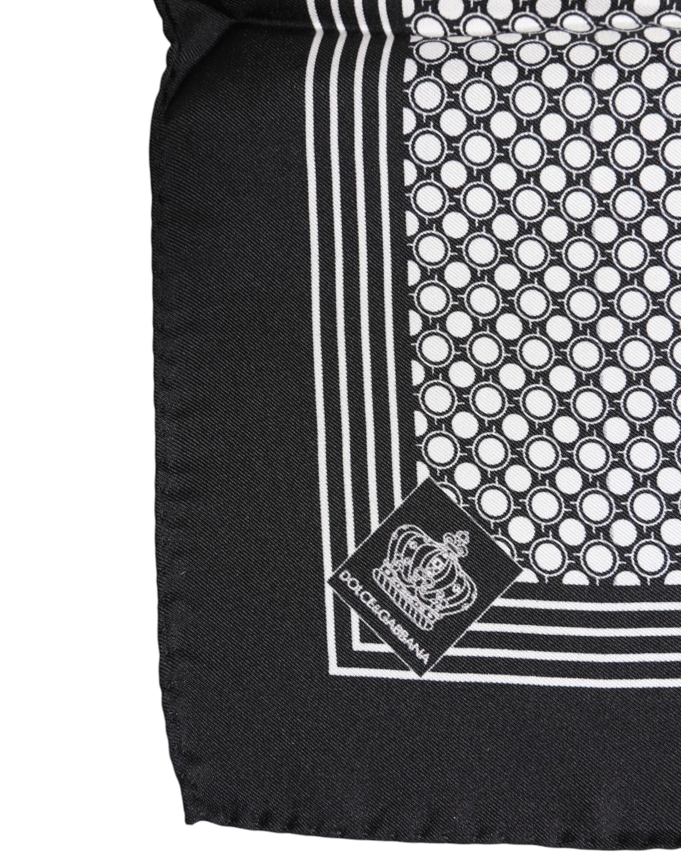 Dolce &amp; Gabbana Zwart Wit Gestreepte Vierkante Heren Foulard Sjaal