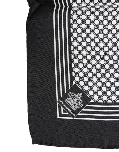 Dolce &amp; Gabbana Zwart Wit Gestreepte Vierkante Heren Foulard Sjaal