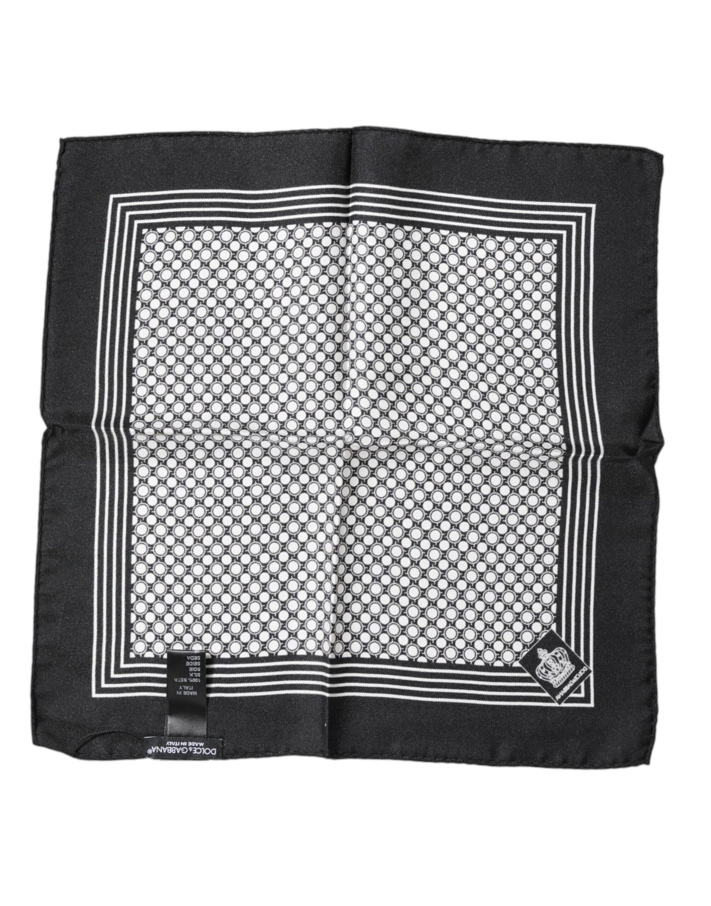 Dolce &amp; Gabbana Zwart Wit Gestreepte Vierkante Heren Foulard Sjaal