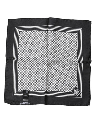 Dolce &amp; Gabbana Zwart Wit Gestreepte Vierkante Heren Foulard Sjaal