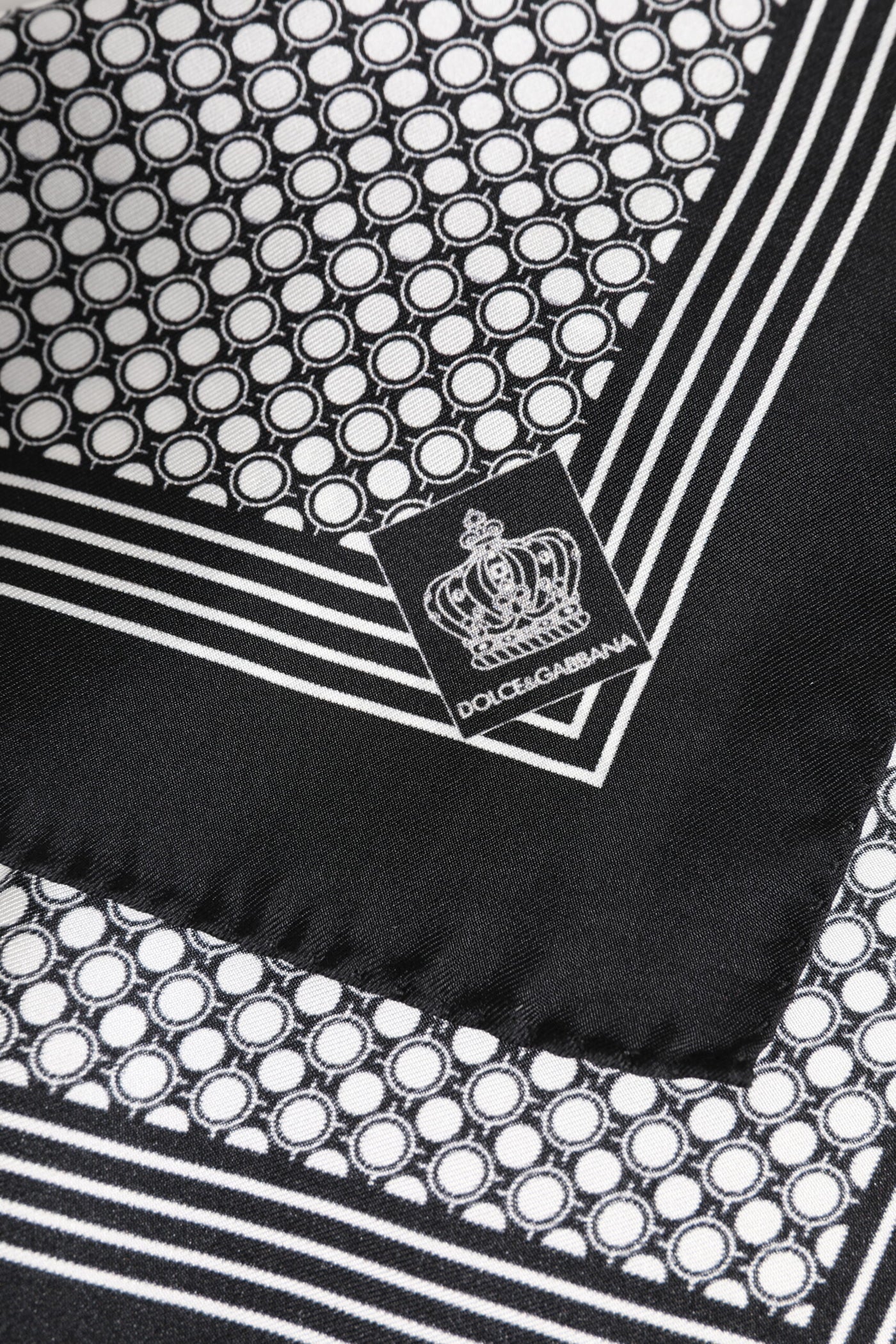 Dolce &amp; Gabbana Zwart Wit Gestreepte Vierkante Heren Foulard Sjaal
