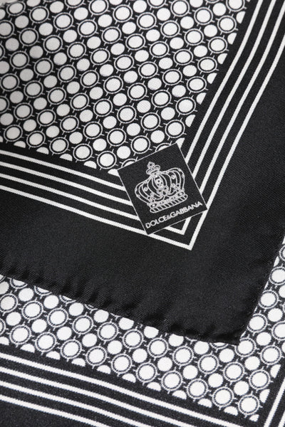 Dolce &amp; Gabbana Zwart Wit Gestreepte Vierkante Heren Foulard Sjaal