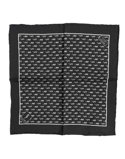 Dolce &amp; Gabbana Zwarte Zeepaard Zijden Vierkante Heren Foulard Sjaal