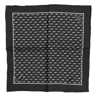 Dolce &amp; Gabbana Zwarte Zeepaard Zijden Vierkante Heren Foulard Sjaal