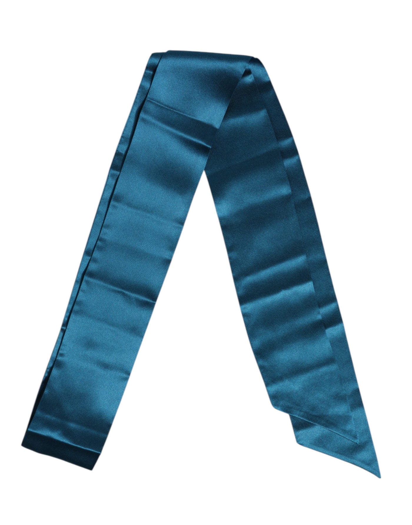 Dolce &amp; Gabbana Blauwe Satijnen Zijden Skinny Foulard Wikkelsjaal