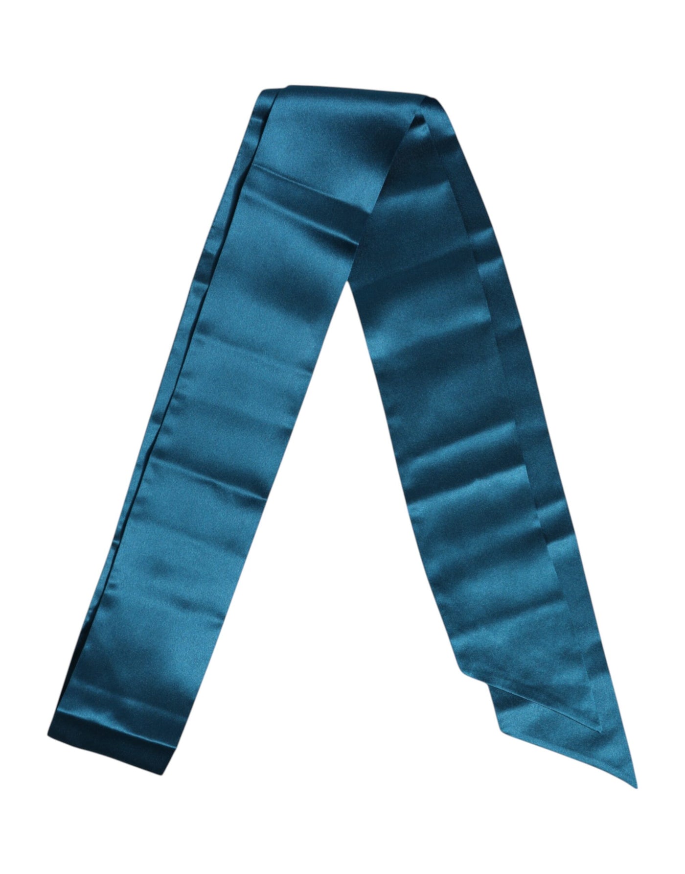Dolce &amp; Gabbana Blauwe Satijnen Zijden Skinny Foulard Wikkelsjaal