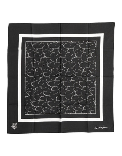 Dolce &amp; Gabbana Zwart Wit Geprinte Vierkante Heren Foulard Sjaal