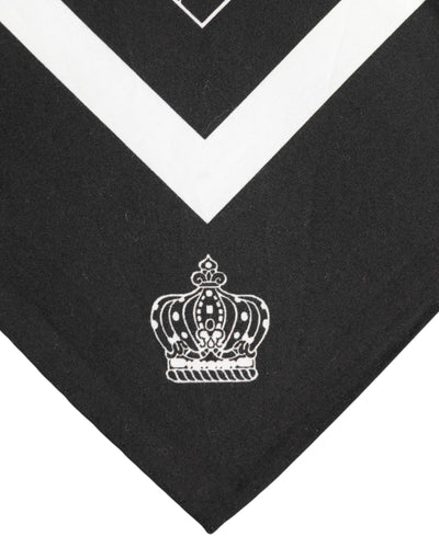 Dolce &amp; Gabbana Zwart Wit Geprinte Vierkante Heren Foulard Sjaal