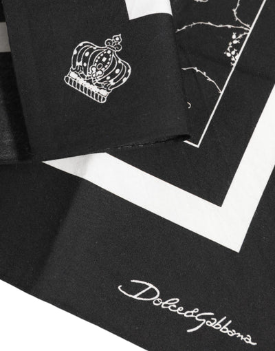 Dolce &amp; Gabbana Zwart Wit Geprinte Vierkante Heren Foulard Sjaal