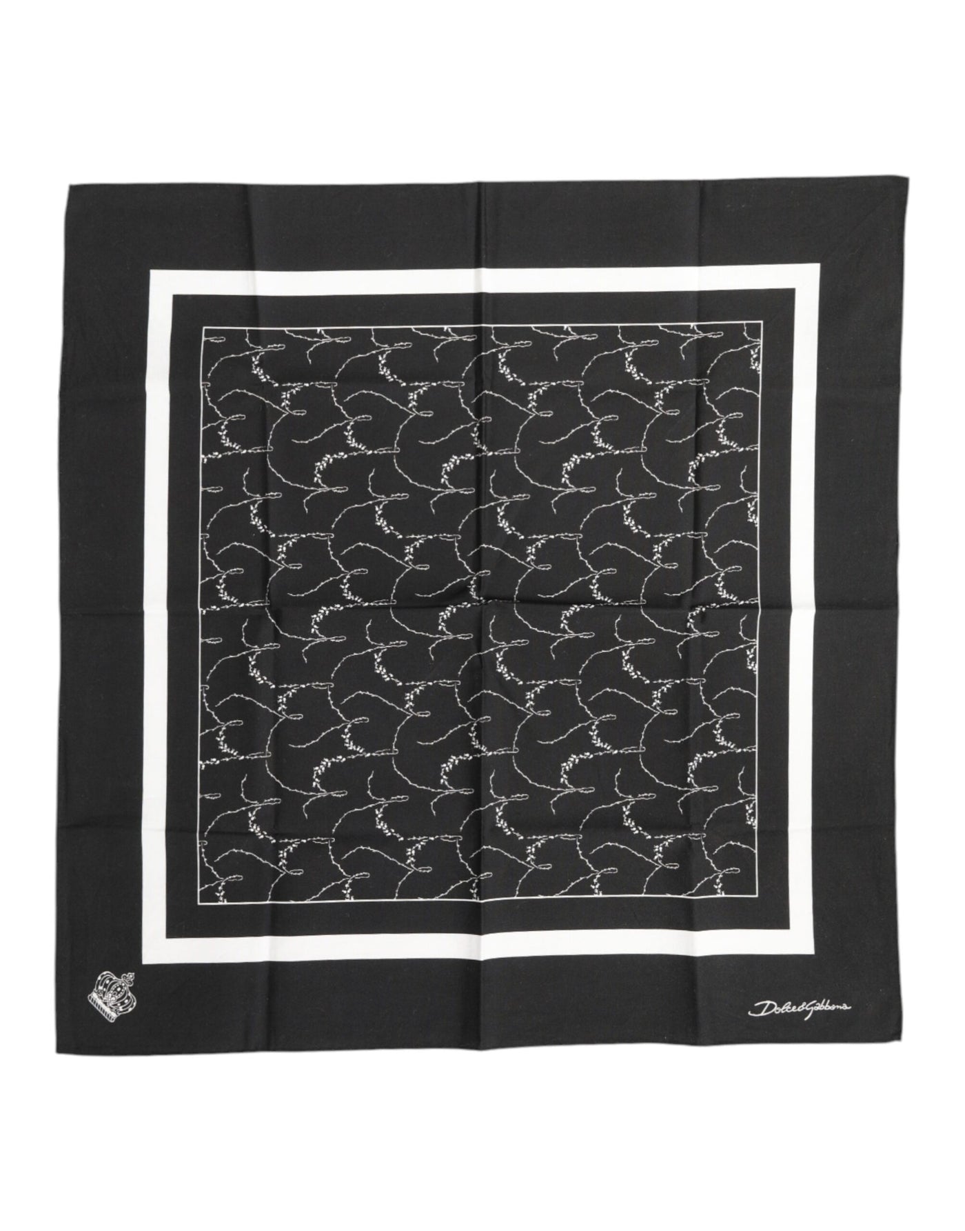 Dolce &amp; Gabbana Zwart Wit Geprinte Vierkante Foulard Sjaal