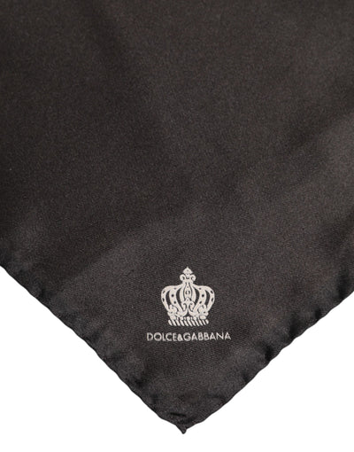 Dolce &amp; Gabbana Bruin DG Crown Zijden Vierkante Heren Foulard Sjaal