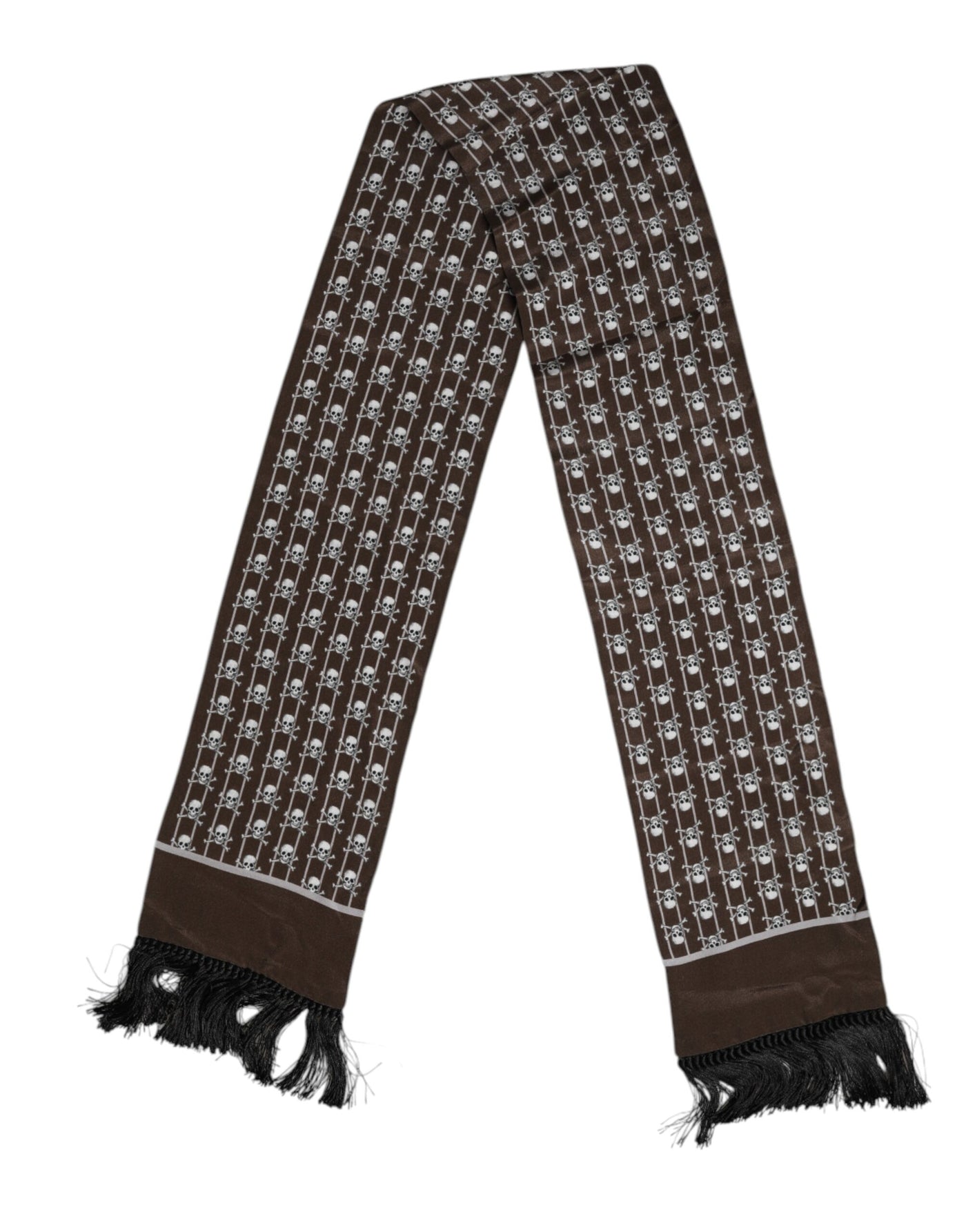 Dolce &amp; Gabbana Bruine Schedels Print Franjes Foulard Sjaal