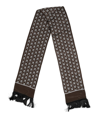 Dolce &amp; Gabbana Bruine Schedels Print Franjes Foulard Sjaal