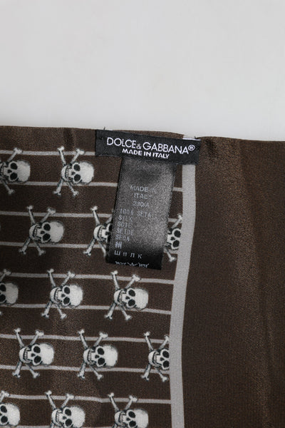 Dolce &amp; Gabbana Bruine Schedels Print Franjes Foulard Sjaal