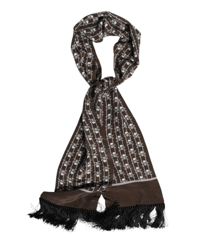 Dolce &amp; Gabbana Bruine Schedels Print Franjes Foulard Sjaal