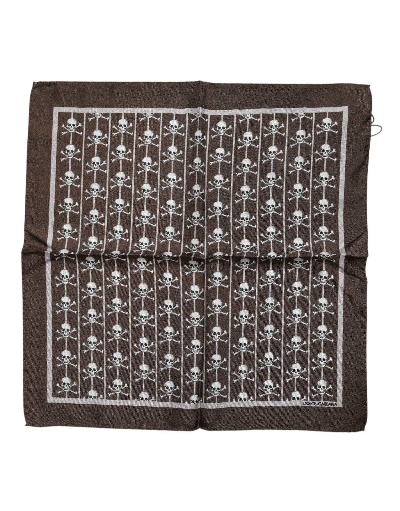 Dolce &amp; Gabbana Bruine Schedel Zijden Vierkante Heren Foulard Sjaal