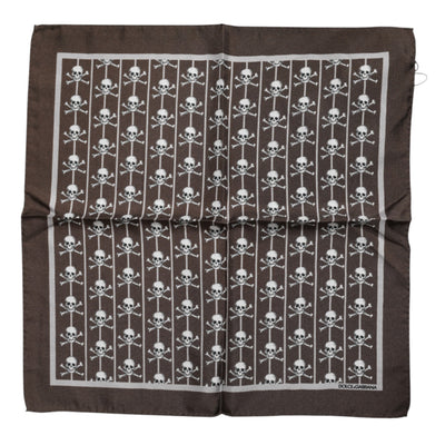 Dolce &amp; Gabbana Bruine Schedel Zijden Vierkante Heren Foulard Sjaal