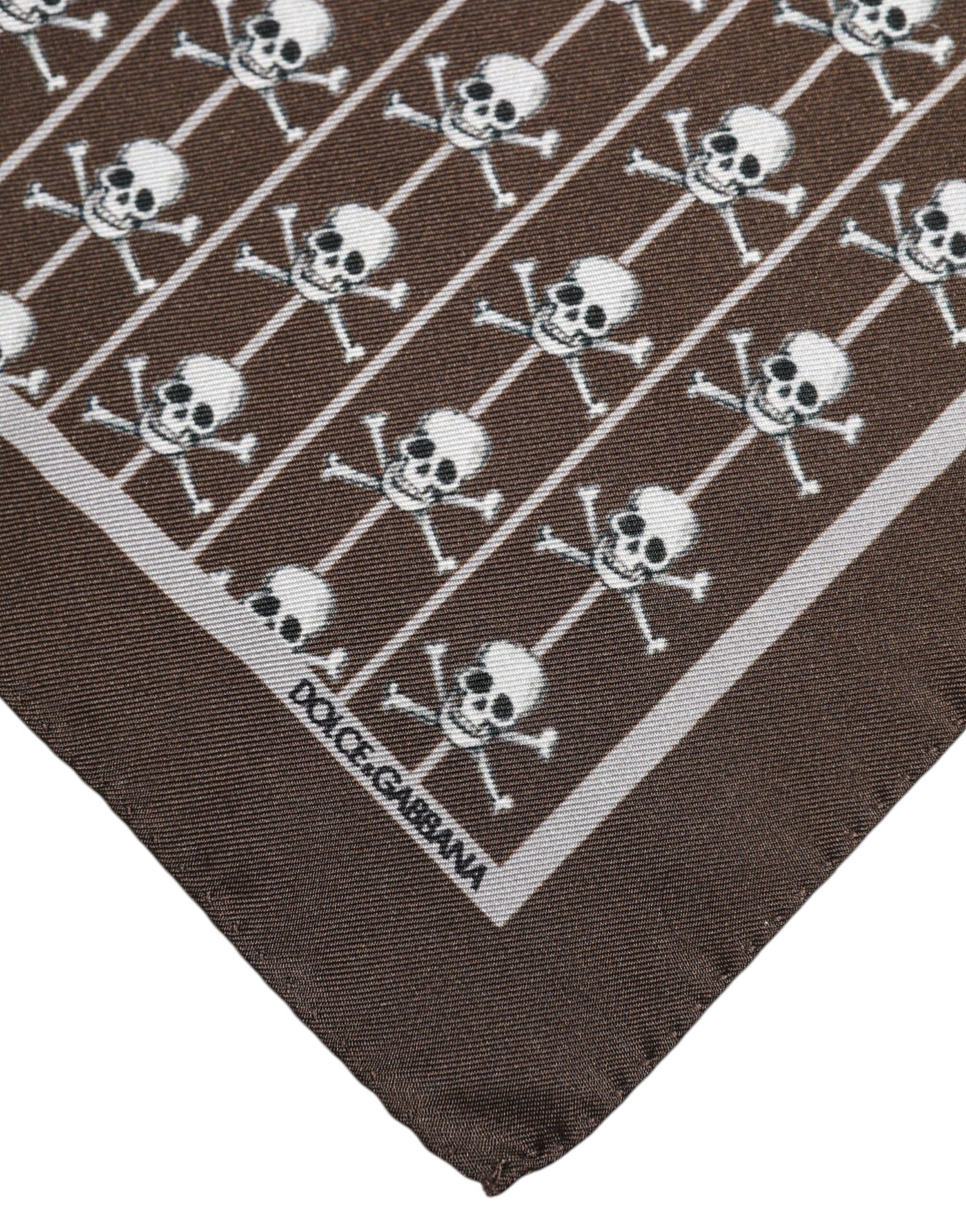 Dolce &amp; Gabbana Bruine Schedel Zijden Vierkante Heren Foulard Sjaal