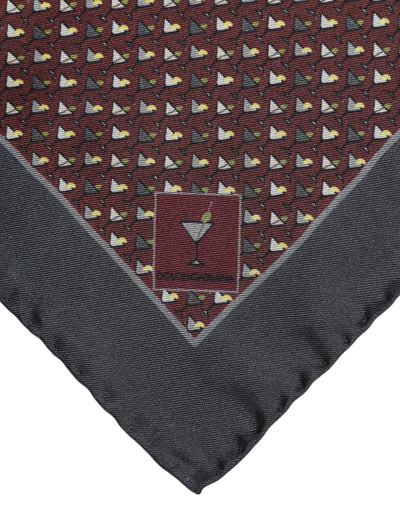 Dolce &amp; Gabbana Maroon Cocktail Zijden Vierkante Foulard Sjaal