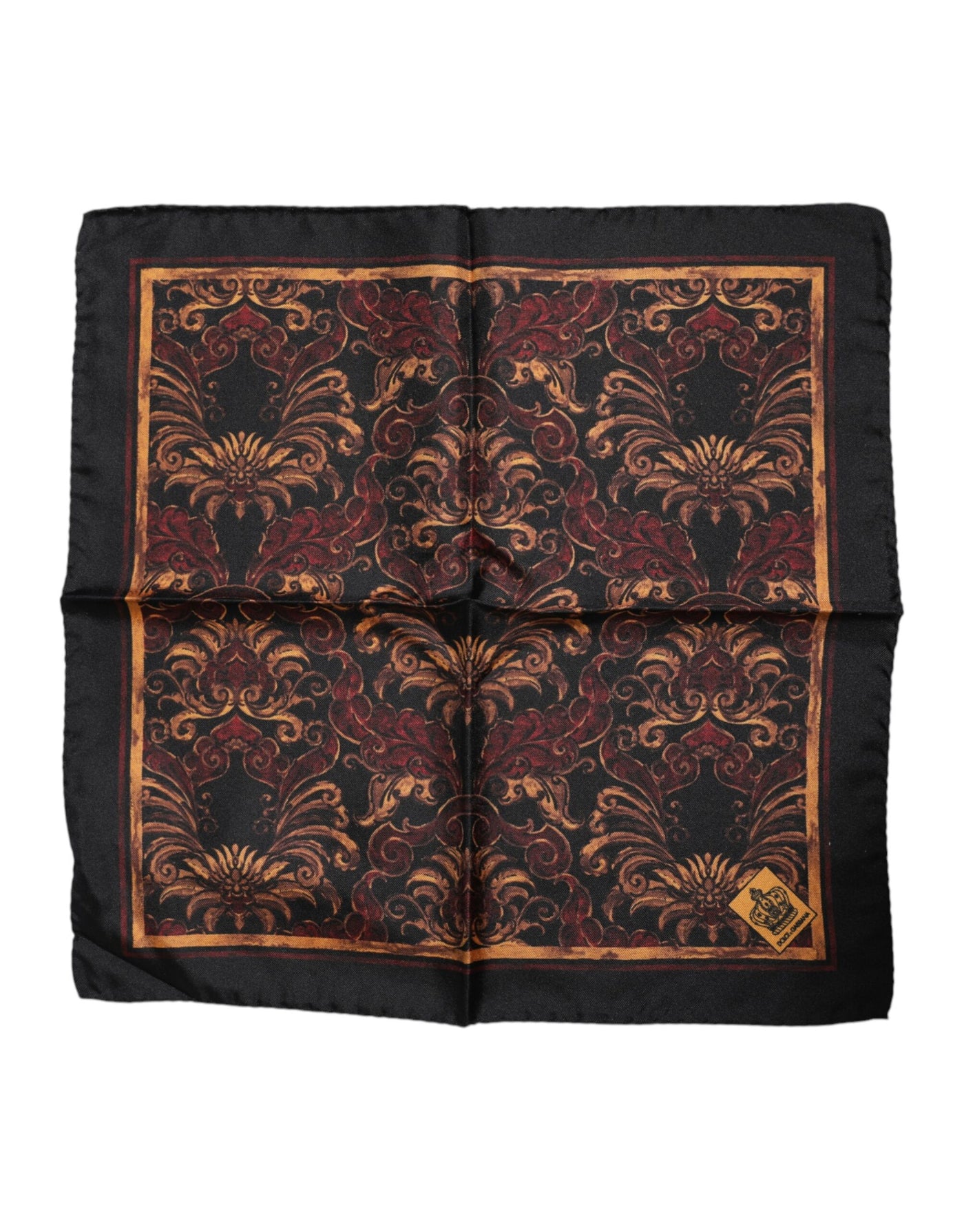 Dolce &amp; Gabbana Zwarte Bloemen Zijden Vierkante Heren Foulard Sjaal
