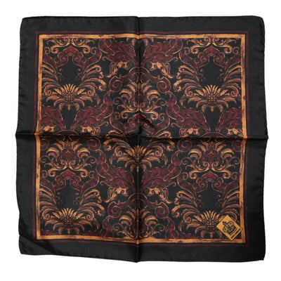 Dolce &amp; Gabbana Zwarte Bloemen Zijden Vierkante Heren Foulard Sjaal