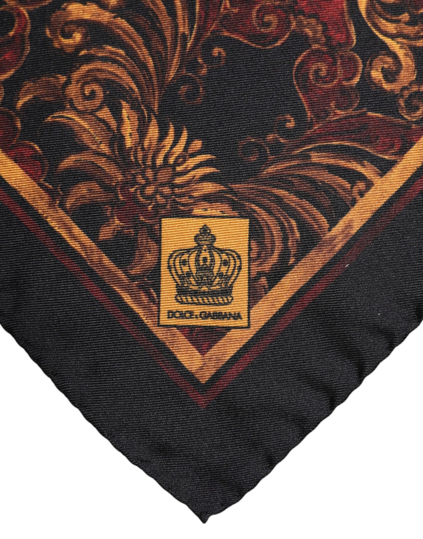 Dolce &amp; Gabbana Zwarte Bloemen Zijden Vierkante Heren Foulard Sjaal