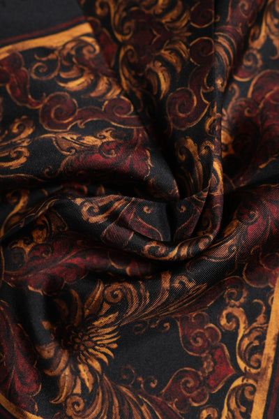 Dolce &amp; Gabbana Zwarte Bloemen Zijden Vierkante Heren Foulard Sjaal