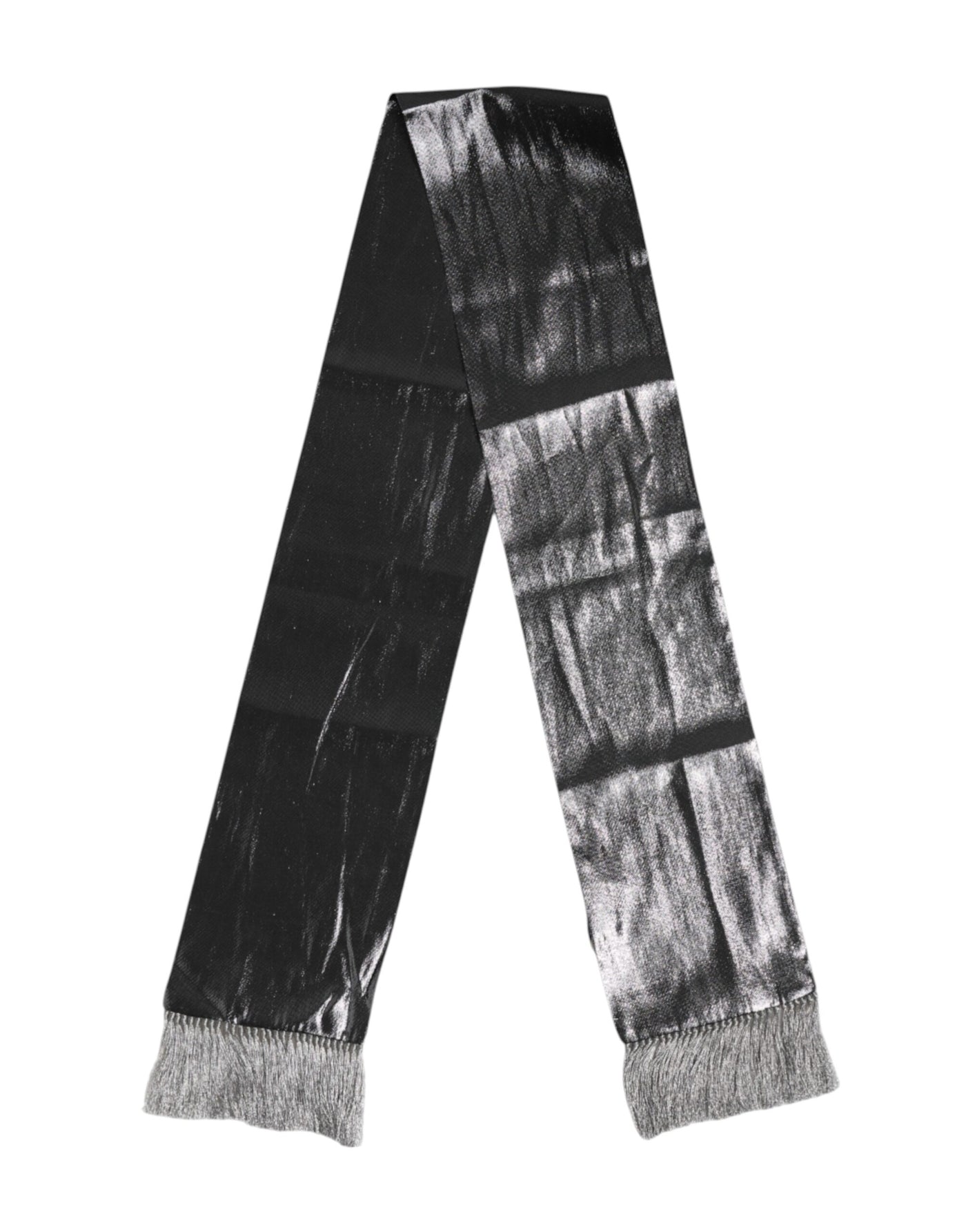 Dolce &amp; Gabbana Metallic Grijze Zijden Franjes Foulard Sjaal