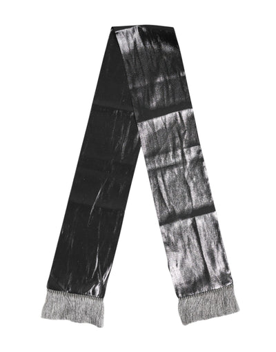 Dolce &amp; Gabbana Metallic Grijze Zijden Franjes Foulard Sjaal