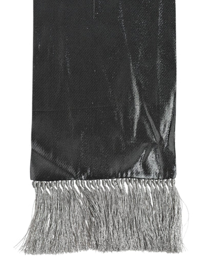 Dolce &amp; Gabbana Metallic Grijze Zijden Franjes Foulard Sjaal