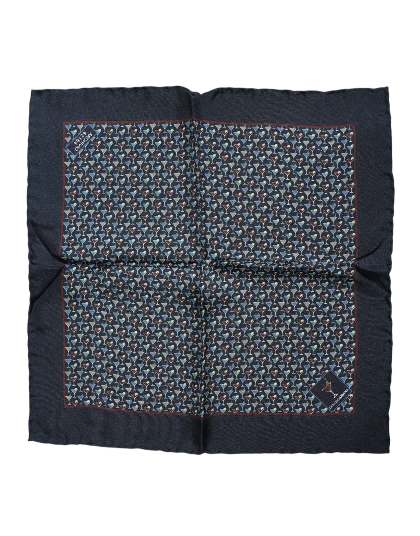Dolce &amp; Gabbana Blauwe Cocktail Zijden Vierkante Foulard Sjaal