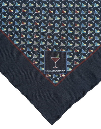 Dolce &amp; Gabbana Blauwe Cocktail Zijden Vierkante Foulard Sjaal