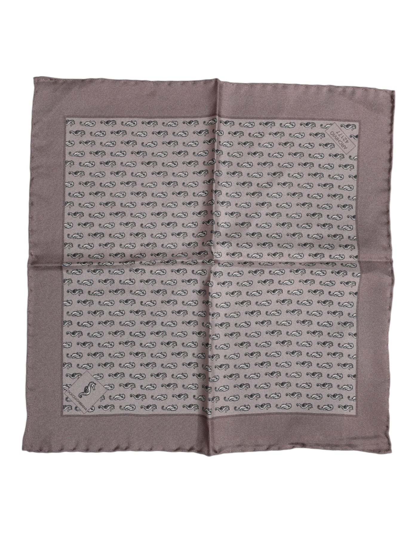 Dolce &amp; Gabbana Bruine Zeepaard Zijden Vierkante Foulard Sjaal