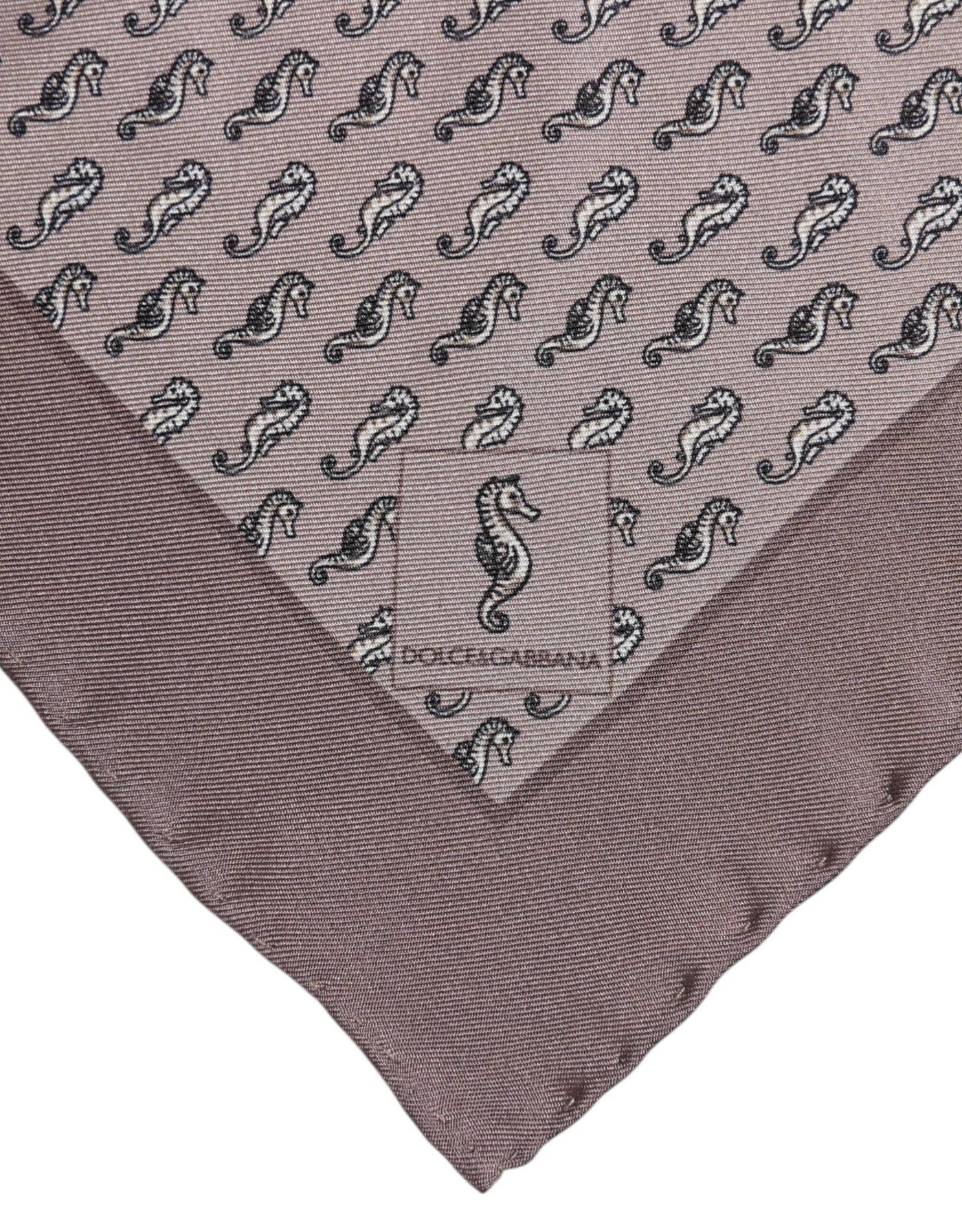 Dolce &amp; Gabbana Bruine Zeepaard Zijden Vierkante Foulard Sjaal