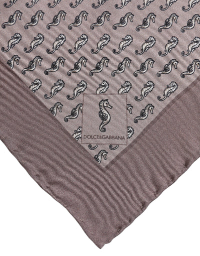 Dolce &amp; Gabbana Bruine Zeepaard Zijden Vierkante Foulard Sjaal