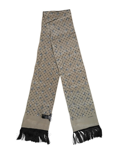 Dolce &amp; Gabbana Grijze Schedels Zijden Franjes Heren Foulard Sjaal