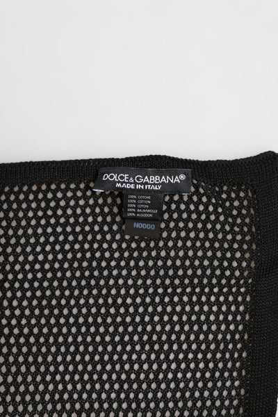 Dolce &amp; Gabbana Zwarte Gestreepte Katoenen Vierkante Foulard Sjaal