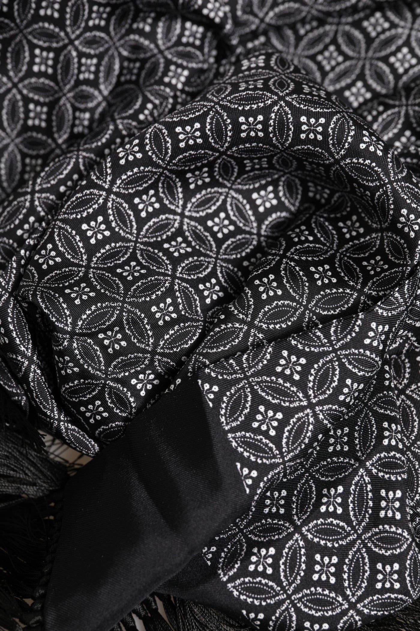 Dolce & Gabbana Black Patterned Fringes Men Foulard Scarf
