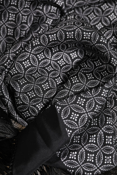Dolce & Gabbana Black Patterned Fringes Men Foulard Scarf