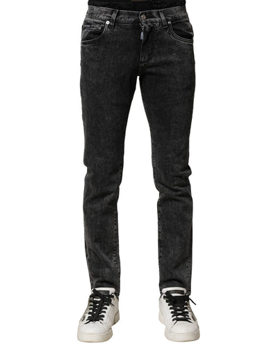 Jean en denim noir délavé à double ceinture Dolce &amp; Gabbana