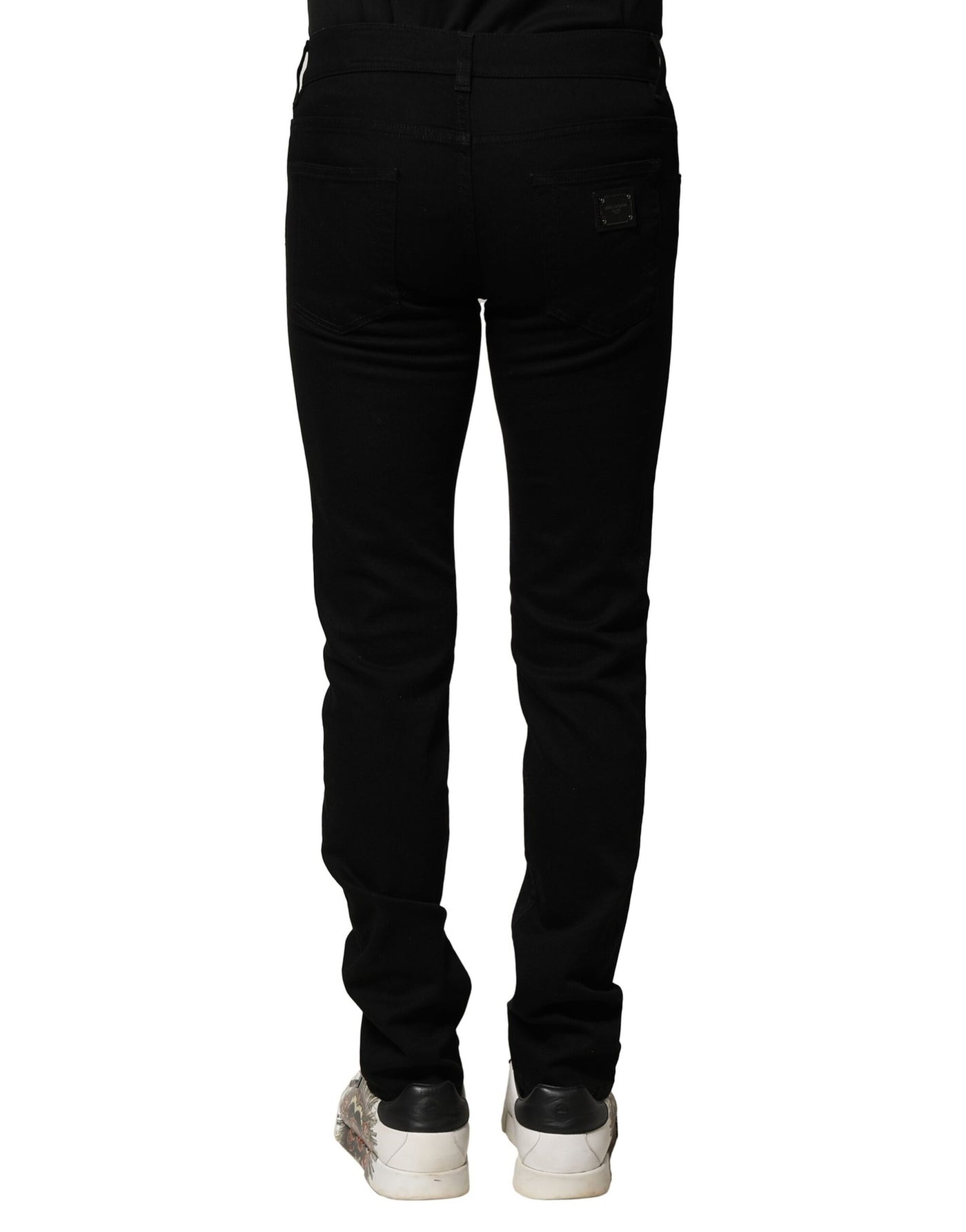 Dolce &amp; Gabbana Zwarte Katoenen Borduurwerk Slim Fit Denim Jeans