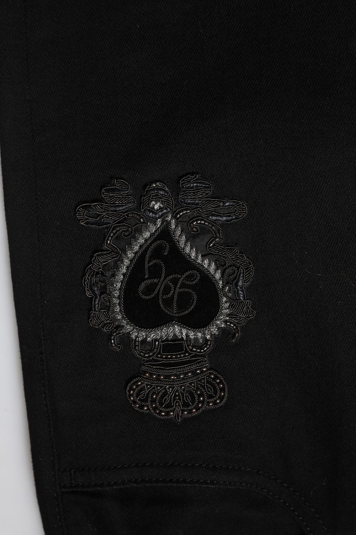 Dolce &amp; Gabbana Zwarte Katoenen Borduurwerk Slim Fit Denim Jeans
