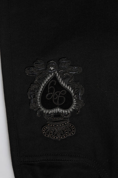 Dolce &amp; Gabbana Zwarte Katoenen Borduurwerk Slim Fit Denim Jeans