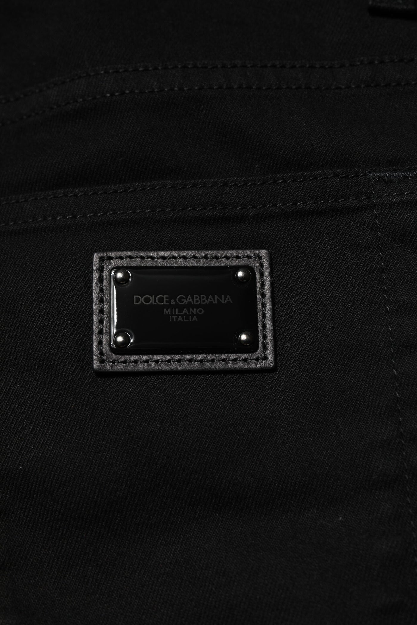 Dolce &amp; Gabbana Zwarte Katoenen Borduurwerk Slim Fit Denim Jeans