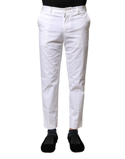 Pantalon droit en coton blanc avec logo Dolce &amp; Gabbana pour homme