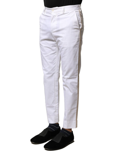 Pantalon droit en coton blanc avec logo Dolce &amp; Gabbana pour homme