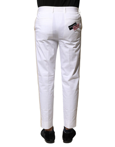 Pantalon droit en coton blanc avec logo Dolce &amp; Gabbana pour homme