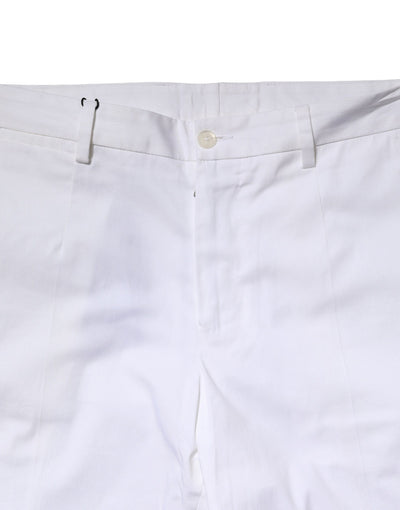 Pantalon droit en coton blanc avec logo Dolce &amp; Gabbana pour homme